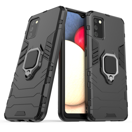 Ring Armor tough hybrid case cover + magnetic holder for Samsung Galaxy A03s (166.5) black Ring Armor tough hybrid case cover + magnetic holder for Samsung Galaxy A03s (166.5) black