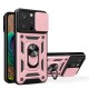 iPhone 15 Pro Max Hybrid Armor Camshield Case with Kickstand and Camera Cover - Pink iPhone 15 Pro Max Hybrid Armor Camshield Case with Kickstand and Camera Cover - Pink