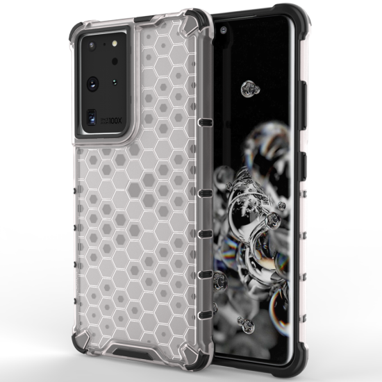Honeycomb case armored cover with a gel frame for Samsung Galaxy S22 Ultra transparent Honeycomb case armored cover with a gel frame for Samsung Galaxy S22 Ultra transparent