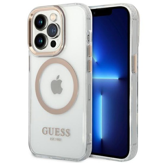 Guess GUHMP14LHTRMD iPhone 14 Pro 6.1 "gold / gold hard case Metal Outline Magsafe Guess GUHMP14LHTRMD iPhone 14 Pro 6.1 "gold / gold hard case Metal Outline Magsafe