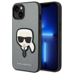 Karl Lagerfeld Saffiano Karl&amp;#39;s Head Patch case for iPhone 14 Plus - silver