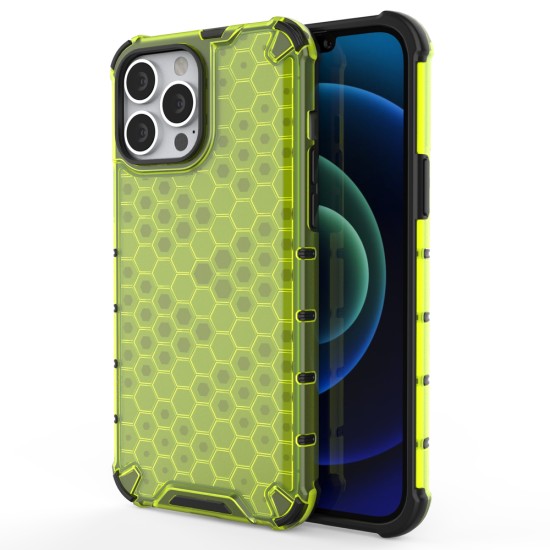 Honeycomb Case armor cover with TPU Bumper for iPhone 13 Pro Max green Honeycomb Case armor cover with TPU Bumper for iPhone 13 Pro Max green