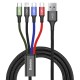 Baseus cable USB 4in1 Lightning / 2x USB Type C / micro USB cable in nylon braid 3.5A 1.2m black (CA1T4-B01) Baseus cable USB 4in1 Lightning / 2x USB Type C / micro USB cable in nylon braid 3.5A 1.2m black (CA1T4-B01)