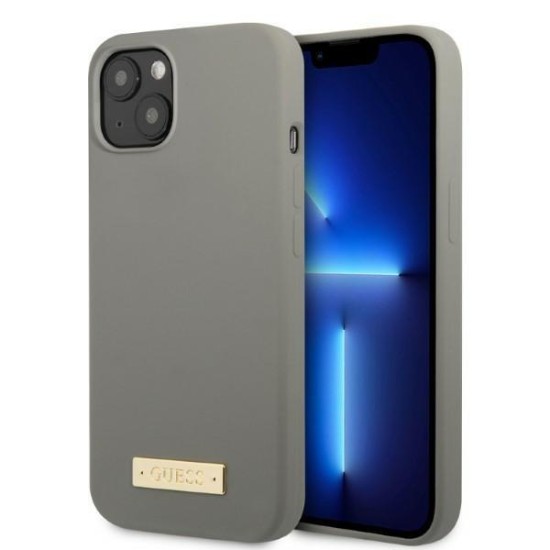 Guess GUHMP13MSPLG iPhone 13 6.1" grey/grey hard case Silicone Logo Plate MagSafe Guess GUHMP13MSPLG iPhone 13 6.1" grey/grey hard case Silicone Logo Plate MagSafe