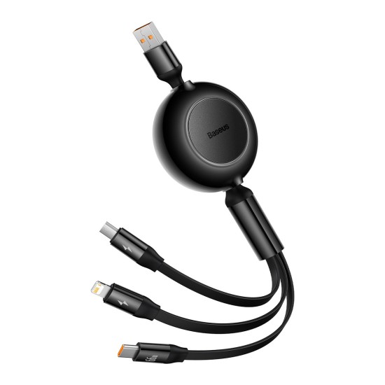 Baseus Bright Mirror 2 retractable cable 3in1 cable USB Type A - micro USB + Lightning + USB Type C 66W 1.1m black (CAMJ010101) Baseus Bright Mirror 2 retractable cable 3in1 cable USB Type A - micro USB + Lightning + USB Type C 66W 1.1m black (CAMJ010101)
