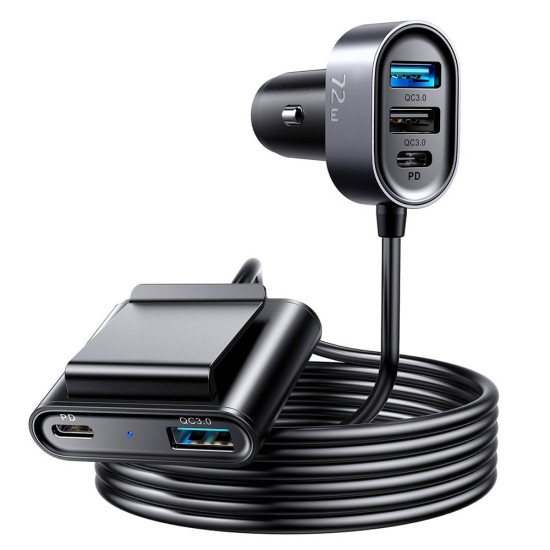 Joyroom car charger 2xPD + 2xQC3.0 72W 1.5m black (JR-CL05) Joyroom car charger 2xPD + 2xQC3.0 72W 1.5m black (JR-CL05)