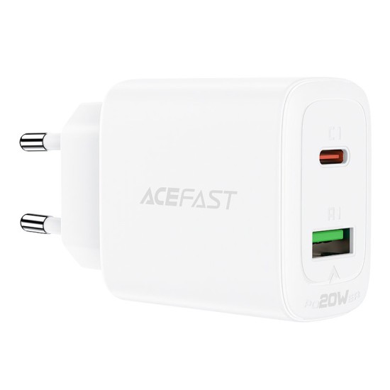 Acefast wall charger USB Type C / USB 20W, PPS, PD, QC 3.0, AFC, FCP white (A25 white) Acefast wall charger USB Type C / USB 20W, PPS, PD, QC 3.0, AFC, FCP white (A25 white)