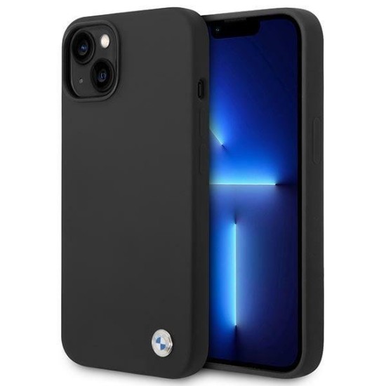 BMW Silicone Metal Logo Case for iPhone 14 - Black