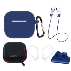 AirPods 3 Silicone Case Set + Case/Ear Hook/Neck Strap/Watch Strap Holder/Carabiner Clasp - blue AirPods 3 Silicone Case Set + Case/Ear Hook/Neck Strap/Watch Strap Holder/Carabiner Clasp - blue