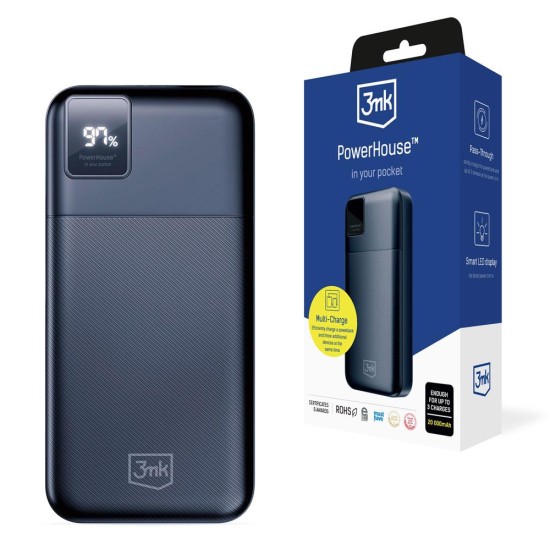 Powerbank 3mk PowerHouse 20000 mAh 2x USB-A 1x USB-C - black