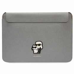 Karl Lagerfeld Saffiano Karl&amp;amp;Choupette case for a 14" laptop - silver