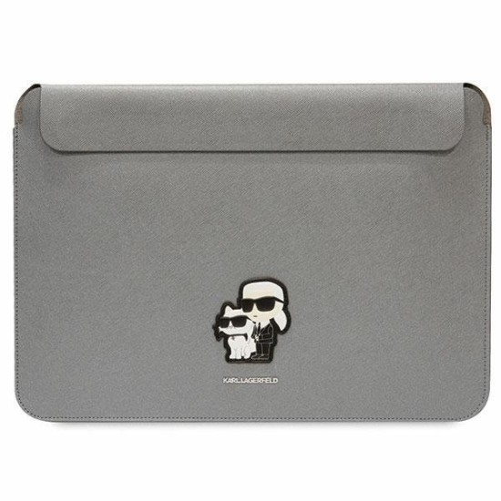 Karl Lagerfeld Saffiano Karl&Choupette case for a 14" laptop - silver Karl Lagerfeld Saffiano Karl&Choupette case for a 14" laptop - silver