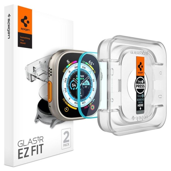 Spigen Glas.tR EZ Fit tempered glass for Apple Watch Ultra / Ultra 2 (49 mm) - 2 pcs. Spigen Glas.tR EZ Fit tempered glass for Apple Watch Ultra / Ultra 2 (49 mm) - 2 pcs.