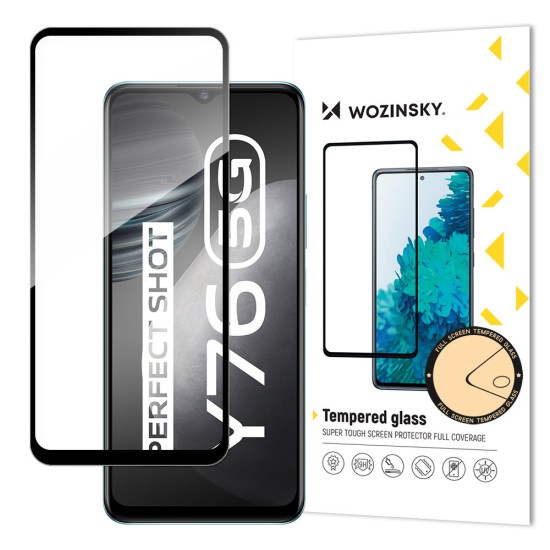 Wozinsky Tempered Glass Full Glue Super Tough Screen Protector Full Coveraged with Frame Case Friendly for Vivo Y76 5G / Y76s / Y74s black Wozinsky Tempered Glass Full Glue Super Tough Screen Protector Full Coveraged with Frame Case Friendly for Vivo Y76 5G / Y76s / Y74s black