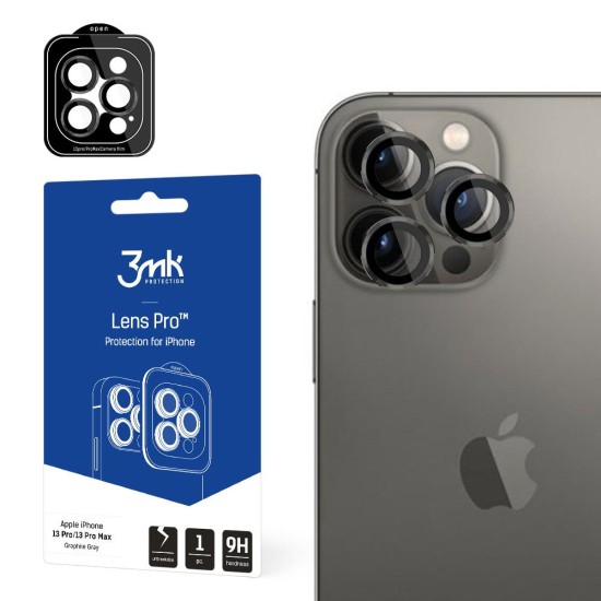Camera Glass for iPhone 13 Pro Max / 13 Pro 9H for 3mk Lens Protection Pro Series Lens - Gray Camera Glass for iPhone 13 Pro Max / 13 Pro 9H for 3mk Lens Protection Pro Series Lens - Gray