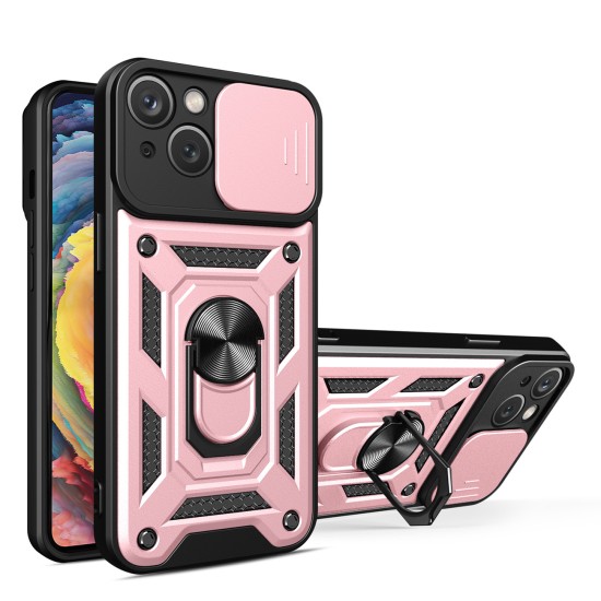 Hybrid Armor Camshield case for iPhone 14 Plus armored case with camera cover pink Hybrid Armor Camshield case for iPhone 14 Plus armored case with camera cover pink