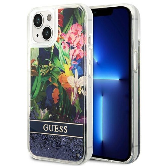 Guess GUHCP14SLFLSB iPhone 14 6.1 "blue / blue hardcase Flower Liquid Glitter Guess GUHCP14SLFLSB iPhone 14 6.1 "blue / blue hardcase Flower Liquid Glitter