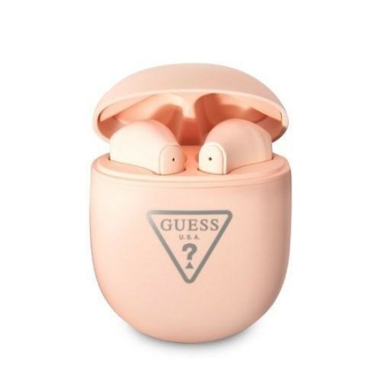 Guess GUTWST82TRP TWS Bluetooth headphones + docking station pink/pink Triangle Logo Guess GUTWST82TRP TWS Bluetooth headphones + docking station pink/pink Triangle Logo