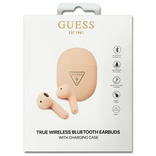Guess GUTWST82TRP TWS Bluetooth headphones + docking station pink/pink Triangle Logo Guess GUTWST82TRP TWS Bluetooth headphones + docking station pink/pink Triangle Logo