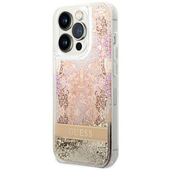 Guess GUHCP14LLFLSD iPhone 14 Pro 6.1" gold/gold hardcase Paisley Liquid Glitter