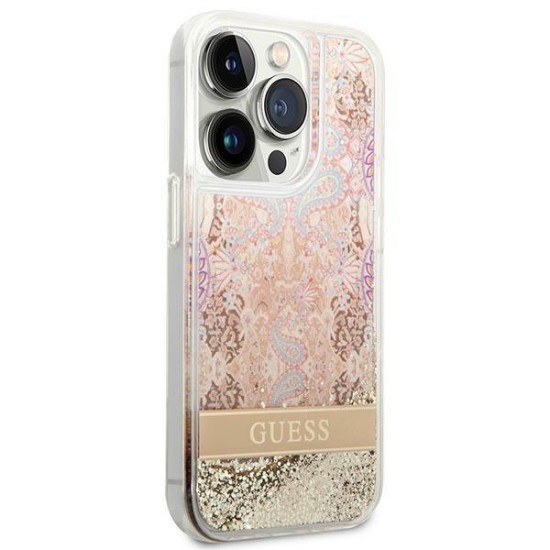 Guess GUHCP14LLFLSD iPhone 14 Pro 6.1" gold/gold hardcase Paisley Liquid Glitter