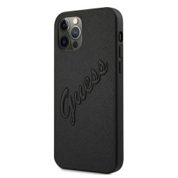 Guess Saffiano Vintage Script Case for iPhone 12 Pro Max 6.7" - Black