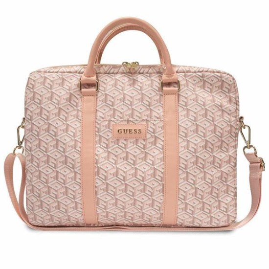 Guess GCube Stripes bag for a 16" laptop - pink Guess GCube Stripes bag for a 16" laptop - pink