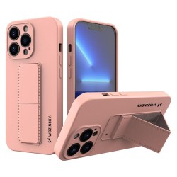 Wozinsky Kickstand Case iPhone 13 Pro Silicone Case with Stand Pink