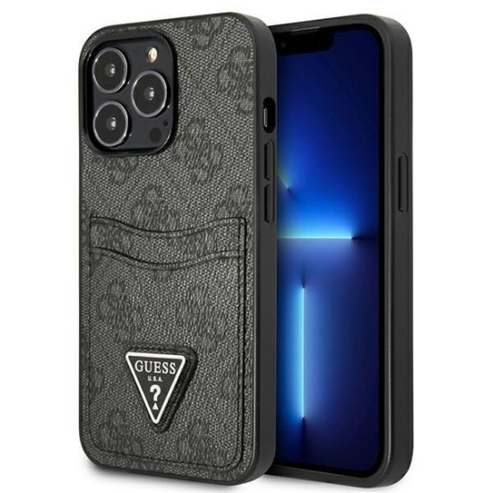 Guess GUHCP13LP4TPK iPhone 13 Pro / 13 6.1" black/black hardcase 4G Triangle Logo Cardslot Guess GUHCP13LP4TPK iPhone 13 Pro / 13 6.1" black/black hardcase 4G Triangle Logo Cardslot