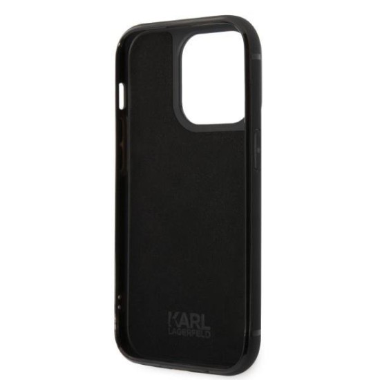 Karl Lagerfeld KLHCP14LCSSK iPhone 14 Pro 6.1" hardcase black/black Signature Logo Cardslot Karl Lagerfeld KLHCP14LCSSK iPhone 14 Pro 6.1" hardcase black/black Signature Logo Cardslot