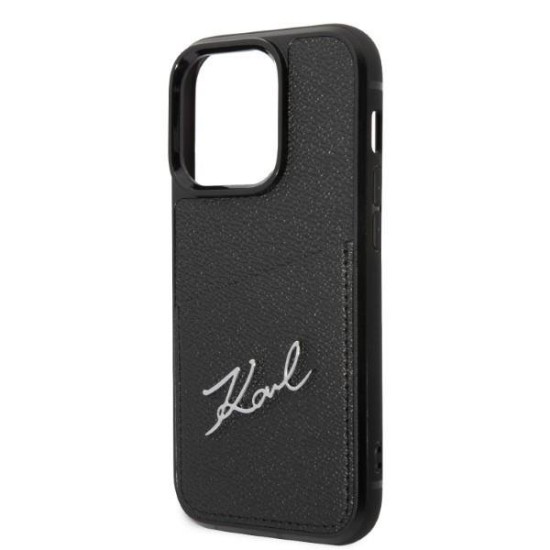 Karl Lagerfeld KLHCP14LCSSK iPhone 14 Pro 6.1" hardcase black/black Signature Logo Cardslot Karl Lagerfeld KLHCP14LCSSK iPhone 14 Pro 6.1" hardcase black/black Signature Logo Cardslot