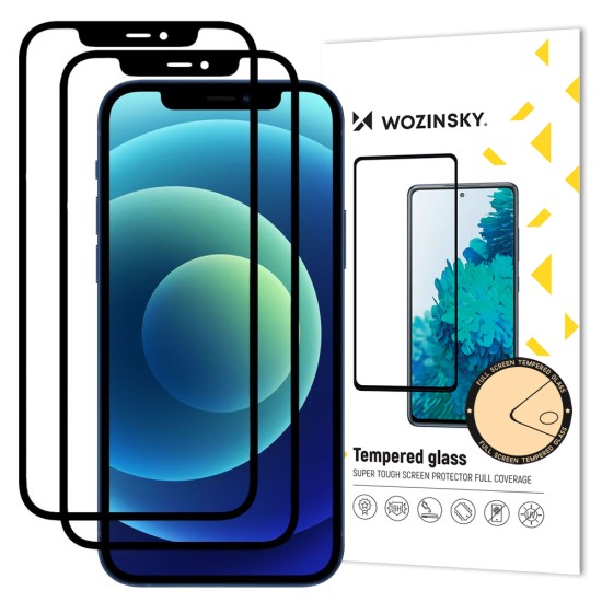 Wozinsky 2x Tempered Glass Full Glue Super Tough Screen Protector Full Coveraged with Frame Case Friendly for iPhone 12 Pro / iPhone 12 black Wozinsky 2x Tempered Glass Full Glue Super Tough Screen Protector Full Coveraged with Frame Case Friendly for iPhone 12 Pro / iPhone 12 black