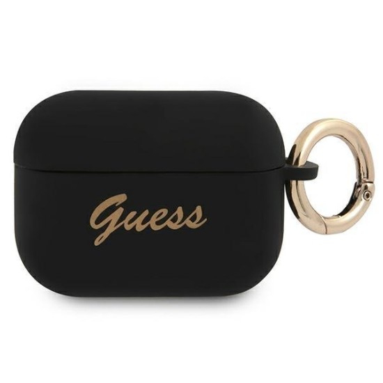 Guess GUAPSSSK AirPods Pro cover black/black Silicone Vintage Script Guess GUAPSSSK AirPods Pro cover black/black Silicone Vintage Script