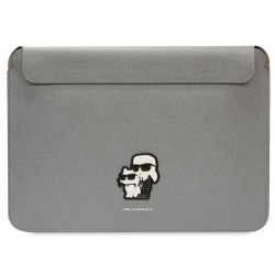 Karl Lagerfeld Saffiano Karl&amp;amp;Choupette case for a 16" laptop - silver