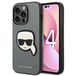 Karl Lagerfeld Saffiano Karl&amp;#39;s Head Patch case for iPhone 14 Pro Max - silver