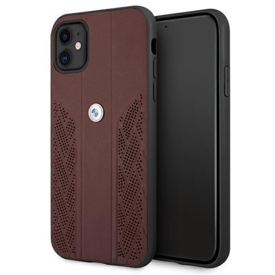 BMW Leather Curve Perforate Case for iPhone 11 / Xr - Red BMW Leather Curve Perforate Case for iPhone 11 / Xr - Red
