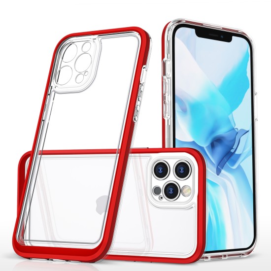 Clear 3in1 case for iPhone 12 Pro frame gel cover red Clear 3in1 case for iPhone 12 Pro frame gel cover red