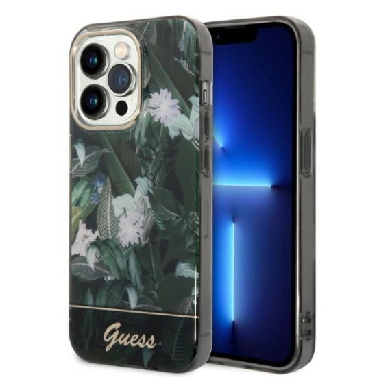 Guess Jungle Collection case for iPhone 14 Pro Max - green Guess Jungle Collection case for iPhone 14 Pro Max - green