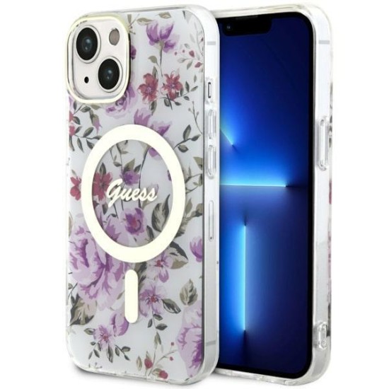 Guess GUHMP14MHCFWST iPhone 14 Plus 6.7" transparent hardcase Flower MagSafe Guess GUHMP14MHCFWST iPhone 14 Plus 6.7" transparent hardcase Flower MagSafe