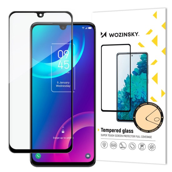 Wozinsky super tough Full Glue tempered glass full screen with Case Friendly TCL 30 Plus black frame Wozinsky super tough Full Glue tempered glass full screen with Case Friendly TCL 30 Plus black frame
