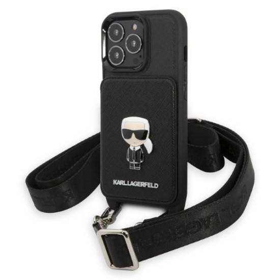 Karl Lagerfeld KLHCP13XSAIPCK iPhone 13 Pro Max 6.7" hardcase black/black Saffiano Metal Ikonik