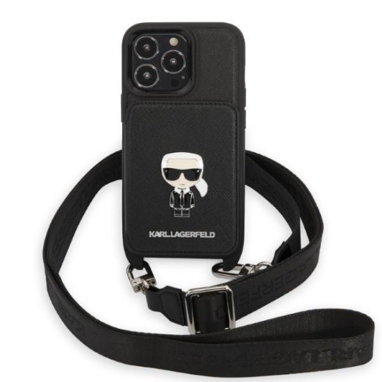 Karl Lagerfeld KLHCP13XSAIPCK iPhone 13 Pro Max 6.7" hardcase black/black Saffiano Metal Ikonik