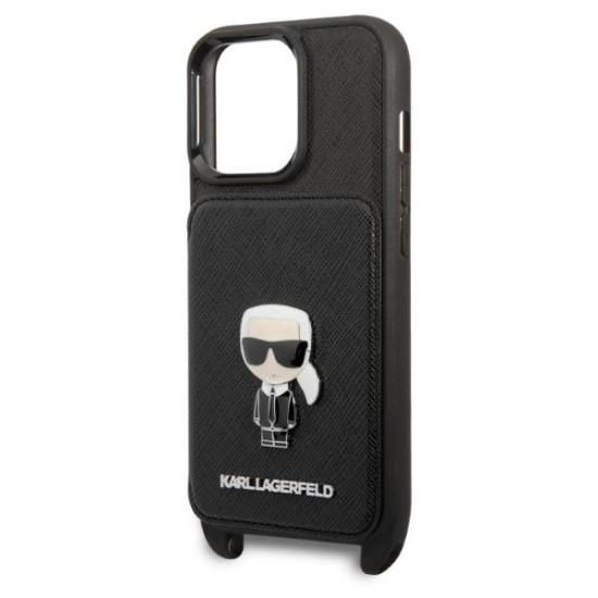 Karl Lagerfeld KLHCP13XSAIPCK iPhone 13 Pro Max 6.7" hardcase black/black Saffiano Metal Ikonik