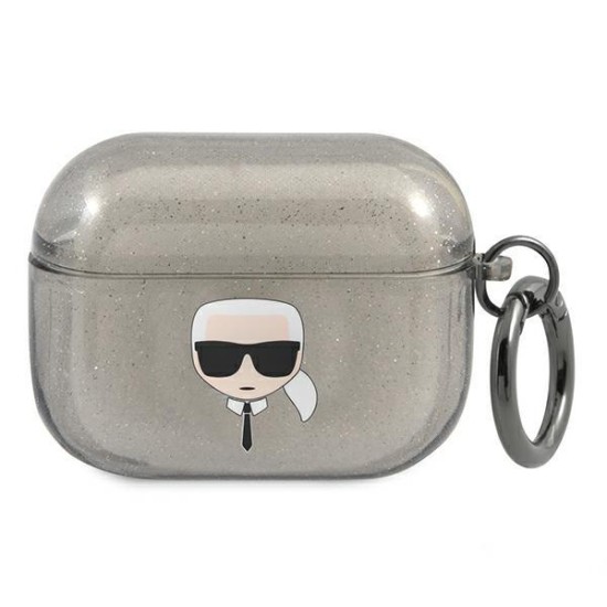 Karl Lagerfeld Glitter Karl&amp;#39;s Head Case for AirPods Pro - Black