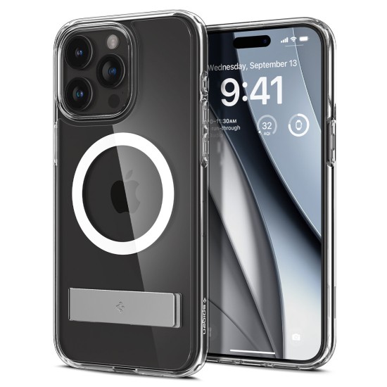 Spigen Ultra Hybrid S MagSafe Case with Stand for iPhone 15 Pro - Transparent Spigen Ultra Hybrid S MagSafe Case with Stand for iPhone 15 Pro - Transparent