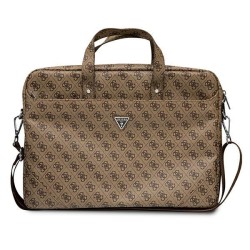 Guess Saffiano 4G Triangle Logo bag for a 16&amp;#39;&amp;#39; laptop - brown
