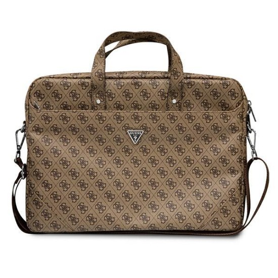 Guess Saffiano 4G Triangle Logo bag for a 16'' laptop - brown Guess Saffiano 4G Triangle Logo bag for a 16'' laptop - brown