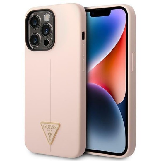 Guess GUHCP14LSLTGP iPhone 14 Pro 6.1" pink/pink hardcase Silicone Triangle Guess GUHCP14LSLTGP iPhone 14 Pro 6.1" pink/pink hardcase Silicone Triangle