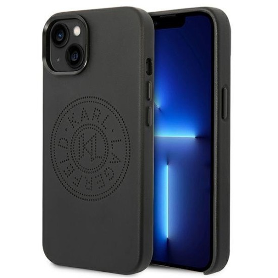 Karl Lagerfeld Leather Perforated Logo Case for iPhone 14 Plus - Black Karl Lagerfeld Leather Perforated Logo Case for iPhone 14 Plus - Black