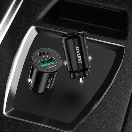 DUDAO FAST USB + TYPE C CAR CHARGER  BLACK (R3PRO)